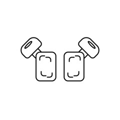 Wireless headphones vector icon. Vacuum headphones. Two stylish linear headphones. Outline icon of bluetooth headset. Bluetooth headphones. Pair of headphones vector set. Ear device for music.