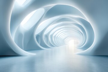 Obraz premium Abstract White Tunnel with Bright Light at the End