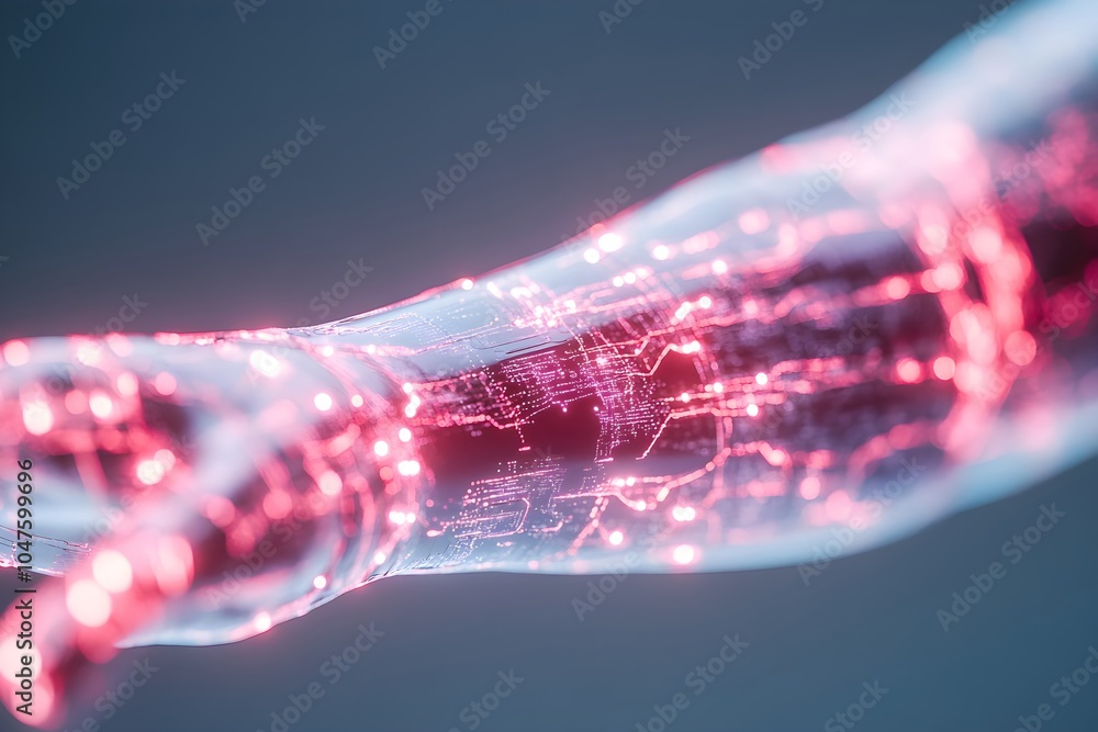 Poster glowing digital network in transparent material. modern technology concept. abstract innovation visu
