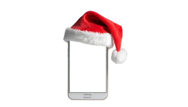 Smartphone with Santa Hat and Transparent Screen