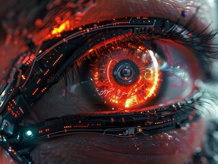 Naklejka premium Digital Cybernetic Eye Magnification