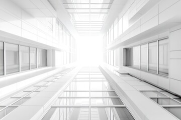 Obraz premium A Modern Building's Glass Facade with White Walls