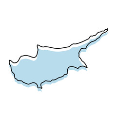 CYPRUS Map with with body and Outline Isolated on white Background