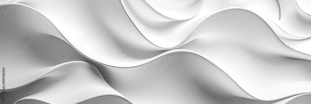 Poster Abstract White Wavy Surface with Smooth Curves and Shadows