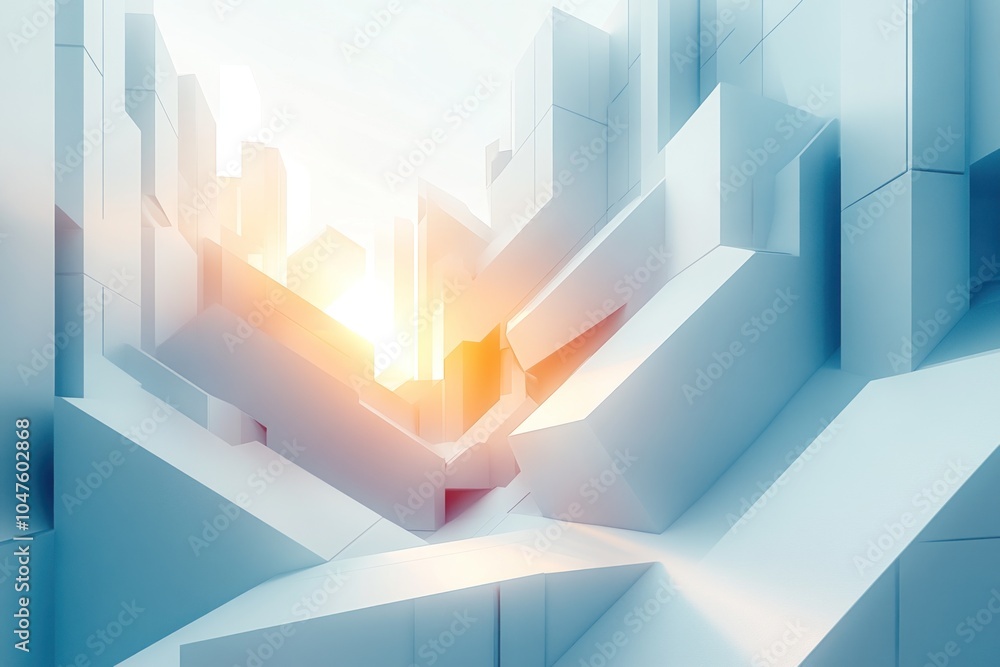 Poster Abstract architectural structure with a light source in the background