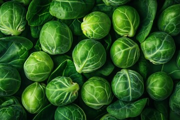Fototapeta premium Brussels sprouts background. Top view. Flat lay.