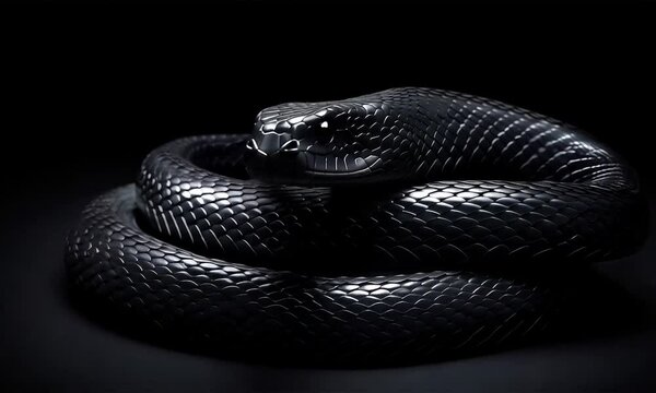 snake reptile looking on black background