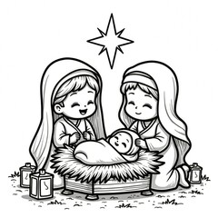  Nativity Scene Coloring Page