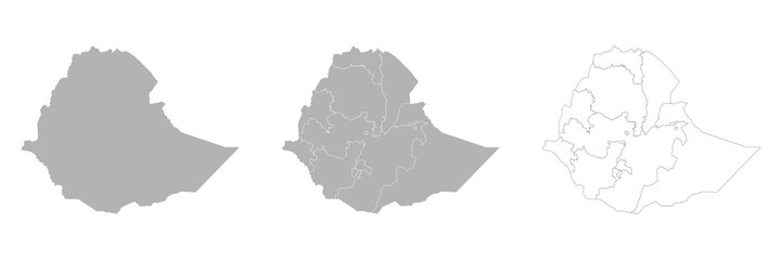 Fototapeta premium Set of ETHIOPIA Maps with Main Map and Regional maps