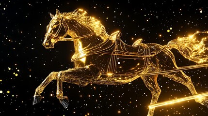 Golden Chariot Pulled by Elegant Horses