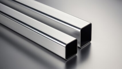 Realistic aluminum square tubing in various sizes, perfect for illustrating architectural, engineering, or industrial applications.