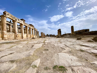 Ruins of ancient city Hierapolis in Denizli Turkey, Turkiye