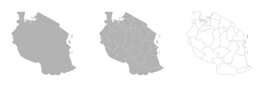 Set of TANZANIA Maps with Main Map and Regional maps