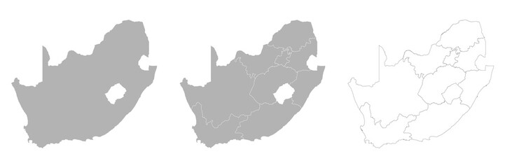 Set of SOUTH AFRICA Maps with Main Map and Regional maps