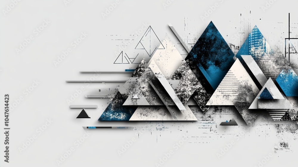 Aufkleber abstract geometric design with blue and gray triangles creating a modern look.
