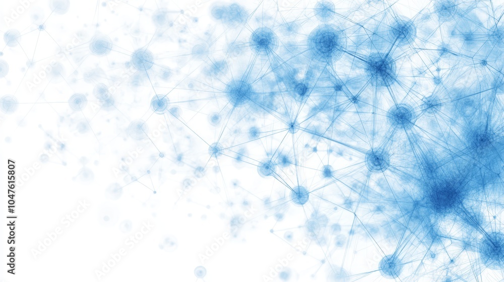 Poster abstract blue network concept showcasing interconnected nodes and lines.