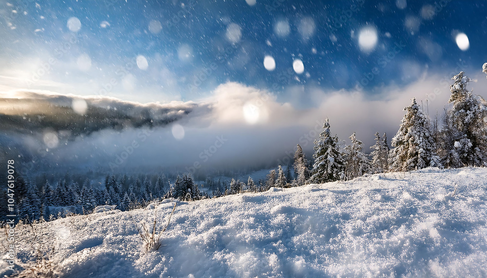 Poster Falling snowflakes create a serene winter scene with delicate white flakes gently settl_1(252)