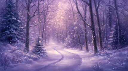 Obraz premium Tiny, glowing particles float in cold winter air, representing airborne viruses, as frost and snowflakes swirl ominously, blending nature wrath with invisible threats.