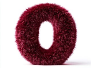 A red furry letter O on a white background