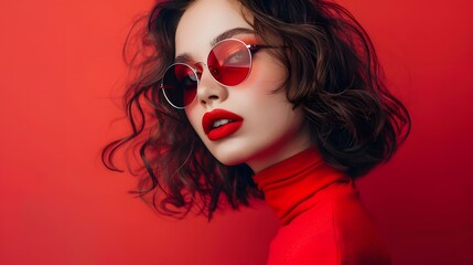 Obraz premium Fashion shooting model in stylish chic sunglasses