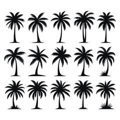 Silhouette set of palm trees vector illustration