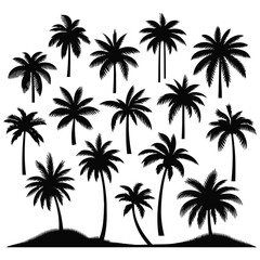 Silhouette set of palm trees vector illustration