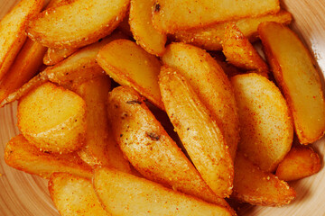 Crispy seasoned potato wedges served in a rustic bowl, a delightful snack perfect for sharing during a cozy gathering