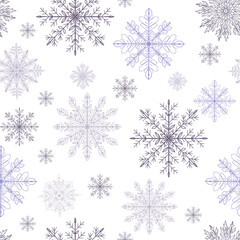 Christmas card and patterns with snowflakes and Christmas trees