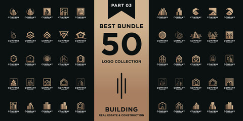 Set of building, real estate, and construction logo design inspiration with best collection and creative concept