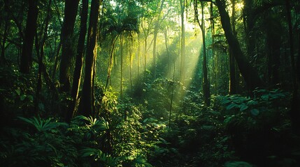 Obraz premium A dense, ancient forest where preservation efforts are underway to protect it from logging and development.