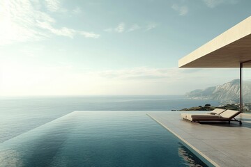 Infinity Pool at Luxury Villa Overlooking Mediterranean Sea in Greece