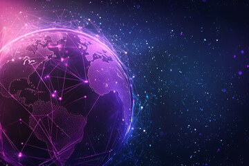 Obraz premium Digital globe with vibrant network connections symbolizing global connectivity. 