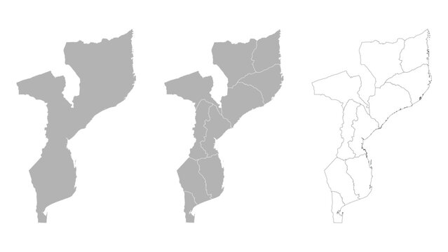 Set of MOZAMBIQUE Maps with Main Map and Regional maps