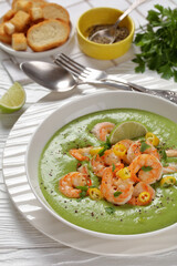 Shrimps in Culichi Salsa or Poblano sauce in bowl