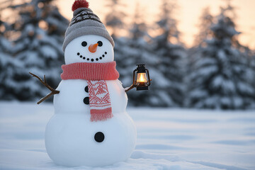 Obraz premium The Charming Snowman. Generative AI
