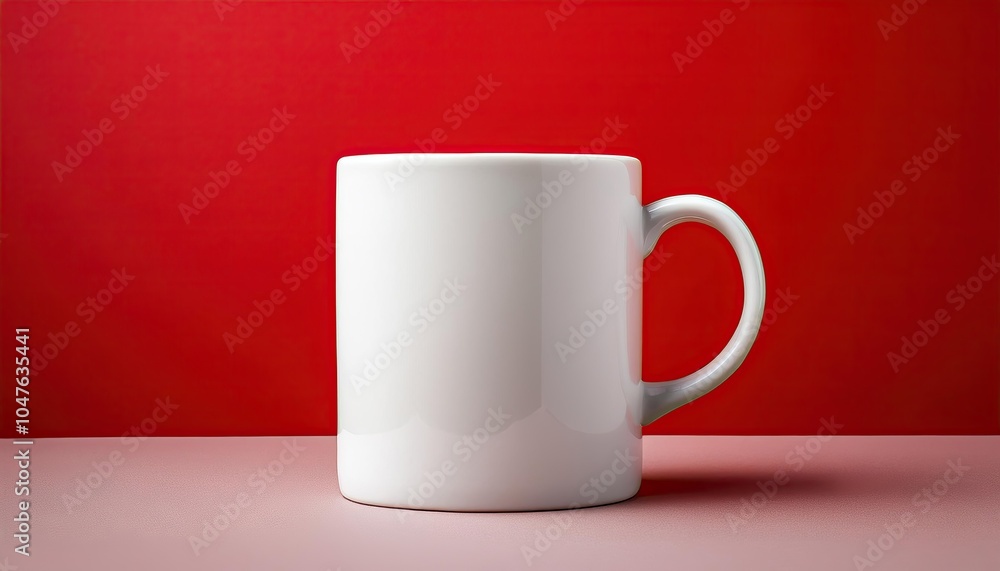 Sticker White cup on red background