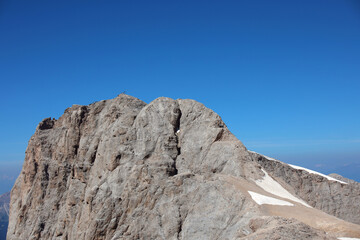 Fototapeta premium Marmolada peak at an altitude of 3343m also Queen of the Dolomites in Italy and the glacier at risk of melting