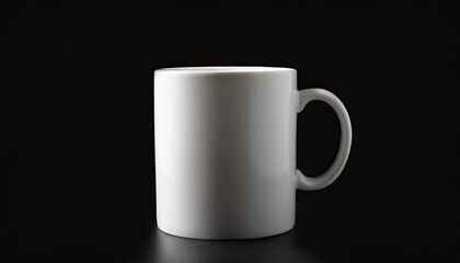 Obraz premium White cup on black background