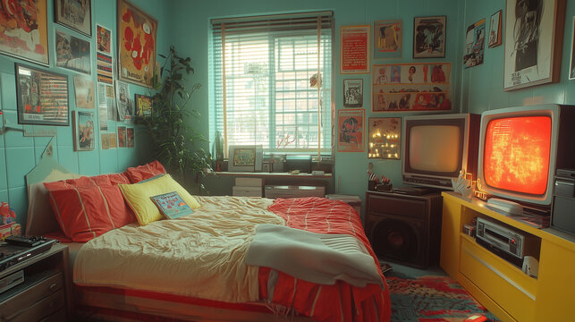 Une chambre d'adolescent des ann&eacute;es 80 vintage