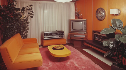 Une chambre des années 70 vintage