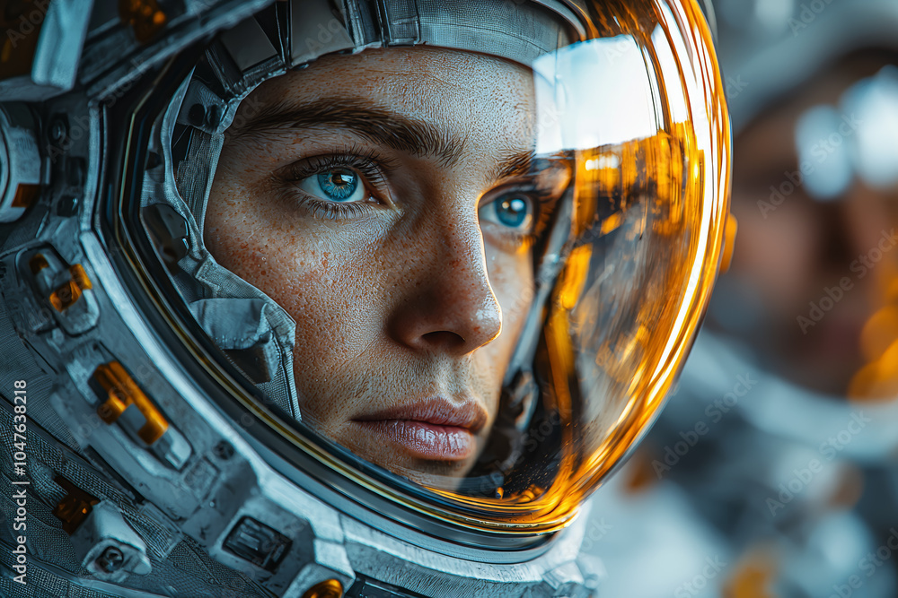 Poster a group of astronauts training for deep-space missions, emphasizing the preparation required for int