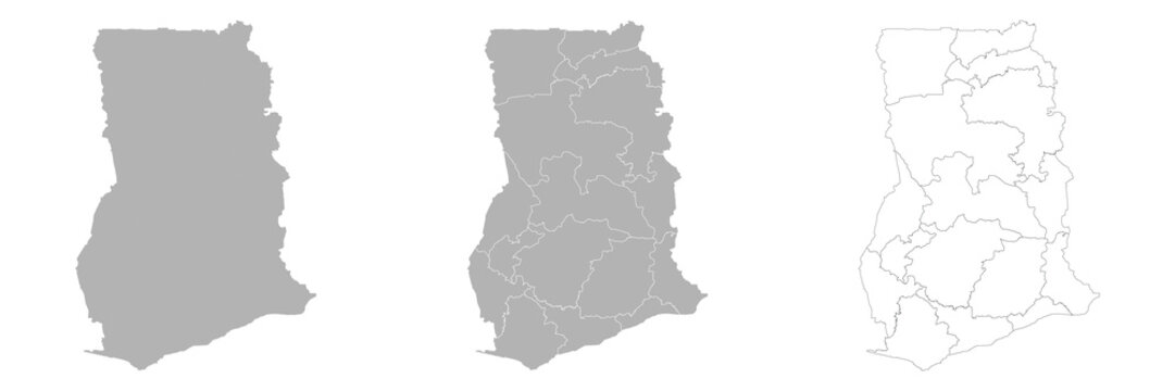 Set of GHANA Maps with Main Map and Regional maps