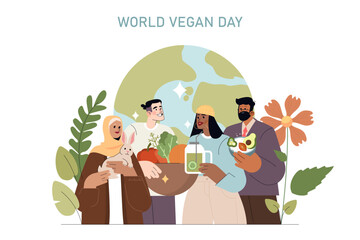 World Vegan Day. Flat Vector Illustration