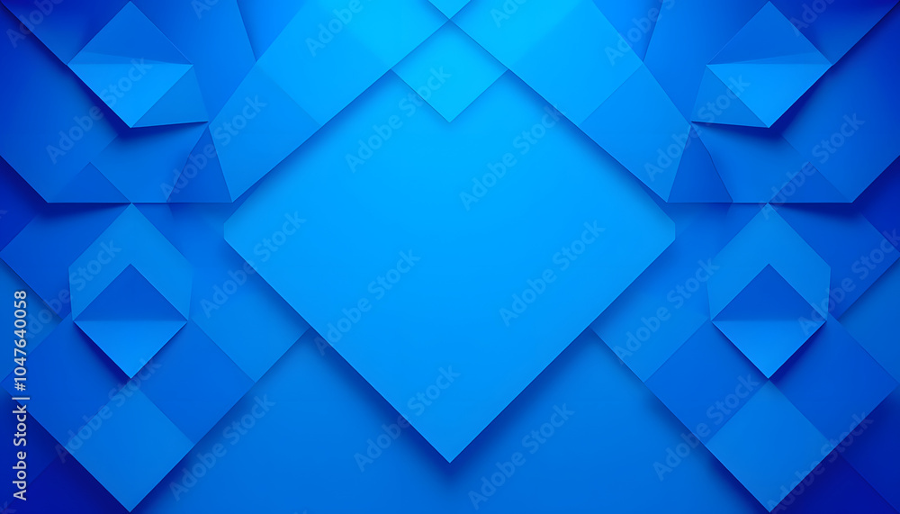 Wall mural blue background with abstract pattern layers of blue triangle and diamond shapes isolated with white