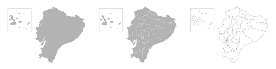 Fototapeta premium Set of ECUADOR Maps with Main Map and Regional maps