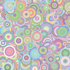 circles with light and soft pastel colors overlapping and concentric of various sizes in vintage style