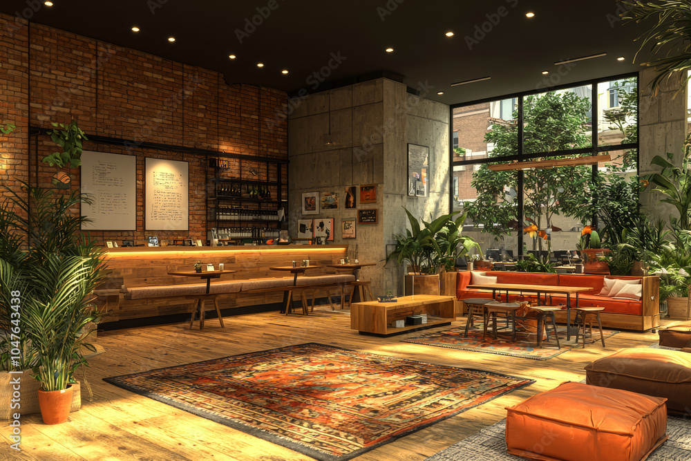 Poster a coworking space offering a blend of remote and office environments, illustrating the demand for fl