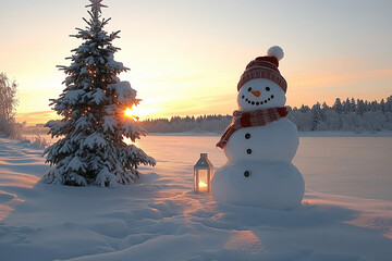Fototapeta premium Winter Glow with Frosty. Generative AI