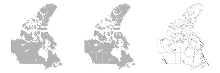 Obraz premium Set of CANADA Maps with Main Map and Regional maps