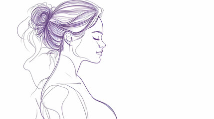 Fototapeta premium Minimalist Line Drawing: A minimalist line drawing of a pregnant woman in profile view, celebrating motherhood. -